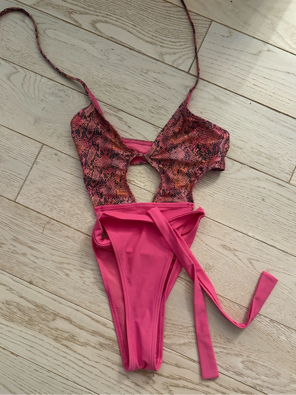 Pink Snake-Print One-Piece Swimsuit